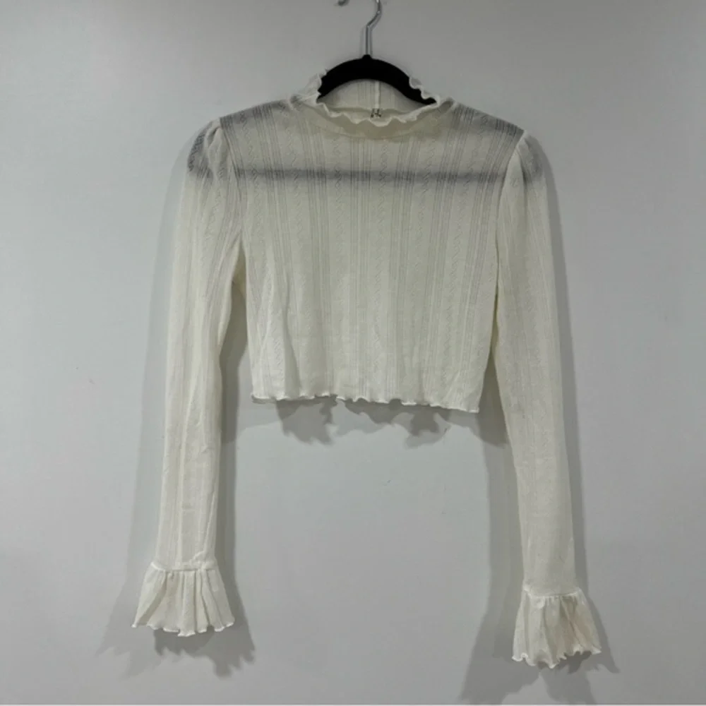 Free People Cream Ruffled Blouse